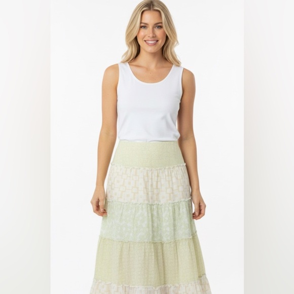 Sigrid Olsen maxi skirt tiered boho size 8 - Picture 12 of 12